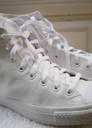 Кожаные высокие кеды мокасины кроссовки хайтопы сникерсы converse р. 44 28,5 см