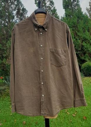 Стильная мужская рубашка коричневая, оригинал5 фото