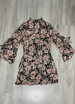 Шифоновое платье в цветы мини нежное3 фото