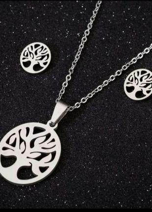 Медсталь набор дерево серьги гвоздики пусеты подвеска нержавеющая медицинская сталь купить подарок медзолото медицинское серебро