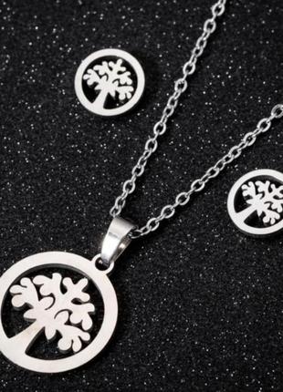 Медсталь набір дерево сережки цвяшки підвіска нержавіюча медична сталь купити подарунок медичне срібло медзолото