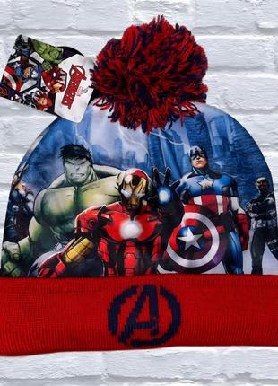 Зимняя шапка на флисе для мальчика с бубоном марвел marvel