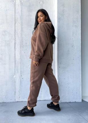 Качественный теплый женский спортивный костюм двойка ткань тринитка на флисе норма и больш...