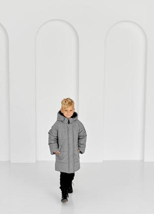 Сірий пуховик для хлопчика на зиму до -30 морозу1 фото