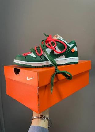 Женские кроссовки nike sb dunk x off white pine green / smb7 фото