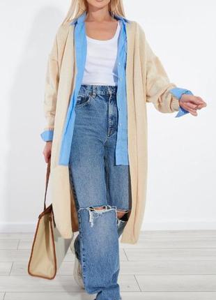 Удлиненный кардиган миди оверсайз черный красный бордовый розовый синий бежевый молочный вязанный без застёжек накидка мантия хлопок батал