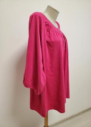 Шикарная брендовая трикотажная коттоновая блузка большого 62-64 размера батал цвет фуксии4 фото