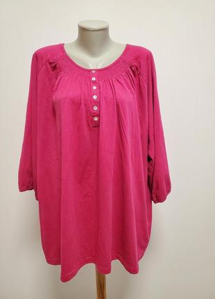Шикарная брендовая трикотажная коттоновая блузка большого 62-64 размера батал цвет фуксии2 фото