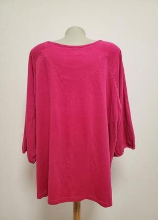 Шикарная брендовая трикотажная коттоновая блузка большого 62-64 размера батал цвет фуксии5 фото