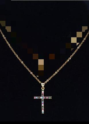 Цепочка цепь кулон подвеска крестик крестик