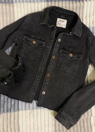 Джинсовая рубашка укороченная denim co xs-s как zara mango h&m