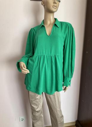 Вискозная зеленая блузка/l/brend f&amp; f5 фото