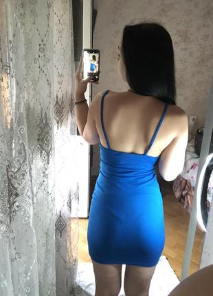 Платье в рубчик облегающее синее, от primark2 фото