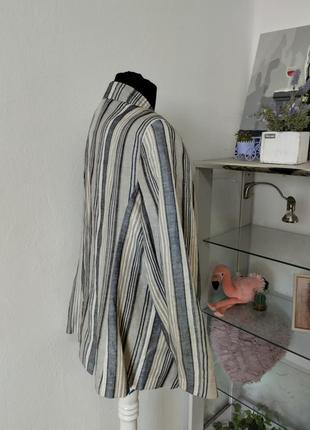 Стильний батальний піджак /жакет  в актуальну полоску, льон3 фото