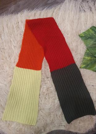 Цветной вязаный шарф в полоску для мальчика, девочки2 фото