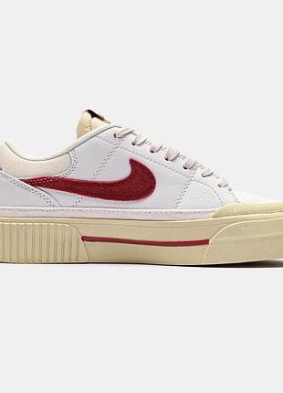 Женские кроссовки nike wmns court legacy lift 'sail dark beetro#найк3 фото