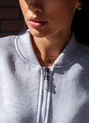 Бомпер женский оверсайз трикотажный теплый на флисе качественный серый, кофта на молнии серая спортивная кэжуал меланж3 фото