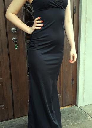 Чорне вбрання довге плаття в підлогу з розрізом