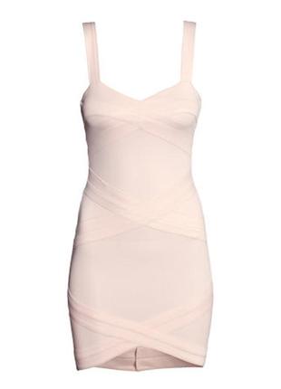 Розовое бандажное платье, бренд h&m размер 40