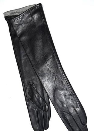 Длинные перчатки из натуральной кожи