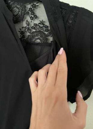 Чорна легка сукня з коротким рукавом3 фото