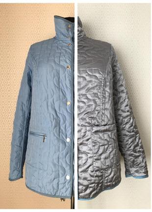 Демисезонная двустороння стёганая куртка голубая / серебристая, размер укр 54-56-581 фото