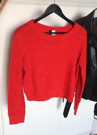 Распродаюсь!🔥 красный короткий свитер джемпер h&m. р-р м2 фото