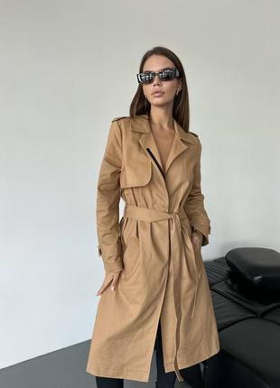 Коттоновый тренч бежевый / тренч черный
