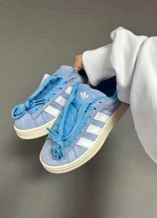 Adidas campus « ambient sky blue » premium женские кроссовки замшевые 36-41