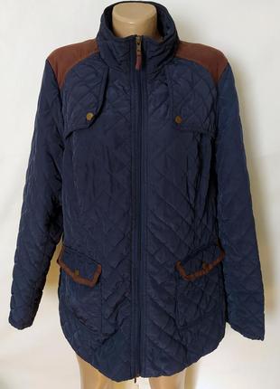 Демісезонна стьобана куртка, з поясом, демі, замшеві плечі, утеплена