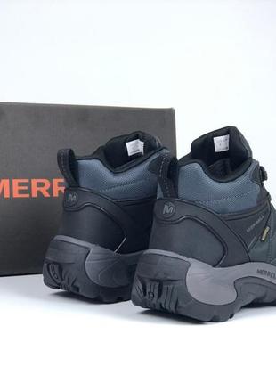 Merrell waterproof серые термо кроссовки высокие мерол теплые осенние зимние евро зима водонепроницаемые отменное качество ботинки сапоги6 фото