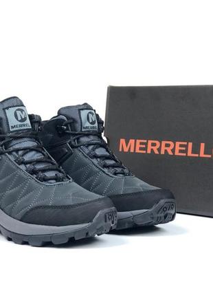 Merrell waterproof серые термо кроссовки высокие мерол теплые осенние зимние евро зима водонепроницаемые отменное качество ботинки сапоги5 фото