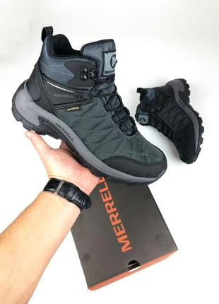 Merrell waterproof серые термо кроссовки высокие мерол теплые осенние зимние евро зима водонепроницаемые отменное качество ботинки сапоги2 фото