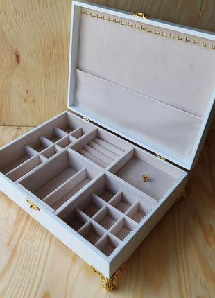 Шкатулка для украшений tm wooden organizer "golden-white slim" белый jb013