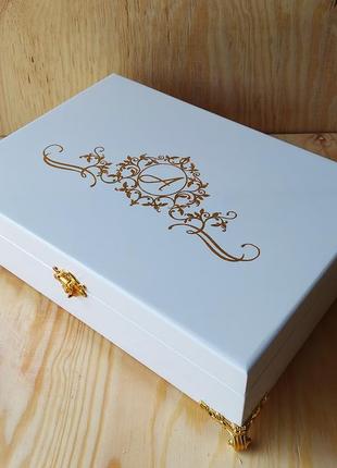 Шкатулка для украшений tm wooden organizer "golden-white slim" белый jb0132 фото