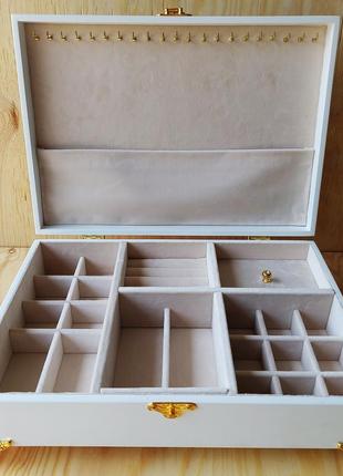 Скринька для прикрас tm wooden organizer "golden-white slim" білий jb0134 фото