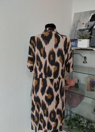 Стильное платье/ рубашка с воротничком, леопард3 фото