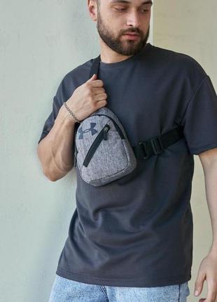 Сумка слінг under armour чоловіча через плече темна меланж сумка невелика андер армор барсетка6 фото