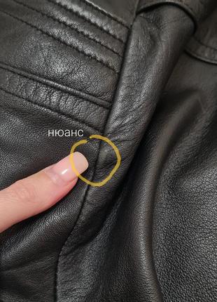 Шкіряна куртка до середини стегна натуральної шкіри жіноча чорна6 фото