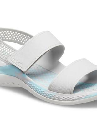 Crocs literide 360 marbled sandal  pearl white multi крокси жіночі сандалі2 фото