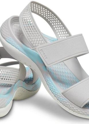 Crocs literide 360 marbled sandal  pearl white multi крокси жіночі сандалі