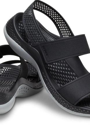 Crocs literide 360 sandal women black / light grey кроксы женские сандалии