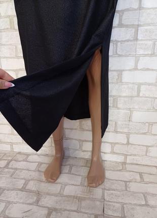 Новая нарядная длинная юбка/юбка в пол ткань с блеском в черном цвете, размер 3-4хл5 фото