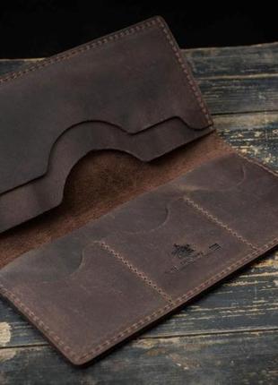 Вертикальное мужское портмоне из натуральной кожи финансист коричневое8 фото