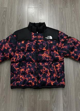 Пуховик the north face оригинал 1996 retro nuptse marble camo print black/orange