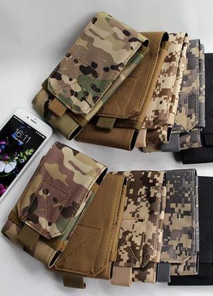 Тактичний підсумок чохол вертикальний phone pouch (ii) органайзер мультикам для телефону сумка з molle8 фото