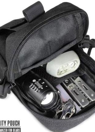 Тактический маленький утилитарный подсумок чехол modul органайзер черный для мелочи телефона сумка с molle4 фото
