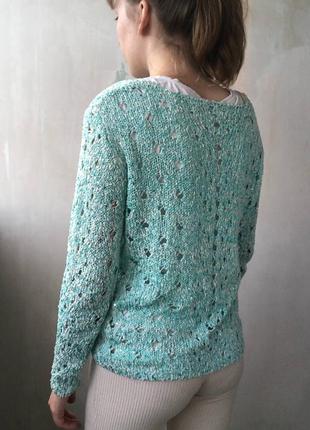 Бирюзовый свитер свитер свитер женский с пайетками кофта на осень весну4 фото
