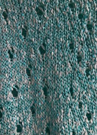 Бирюзовый свитер свитер свитер женский с пайетками кофта на осень весну7 фото