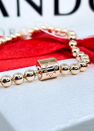Серебряный браслет пандора 588342cz шарики сферы с застежкой с камнями и логотипом серебро проба 925 розовое золото позолота новый с биркой pandora4 фото